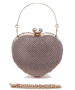 Rhinestone Heart Shape Iconic Clutch Bag 118-6249 ROSEGOLD